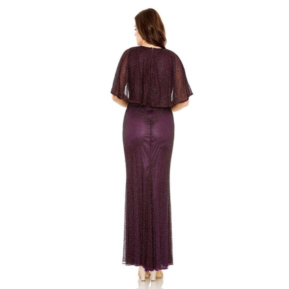 MAC DUGGAL 5948 Beaded Cape Sleeve Gown Amethyst Size 20W Formal Wedding - Picture 2 of 10